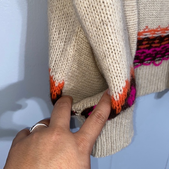 Free People Women’s Cream Chunky Knit Snap Up County Fall Vest Size Small - Picture 7 of 11